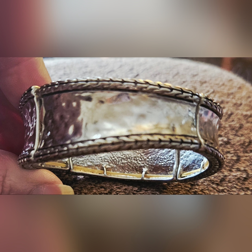 Silvertone Textured Bangle Bracelet - image 3